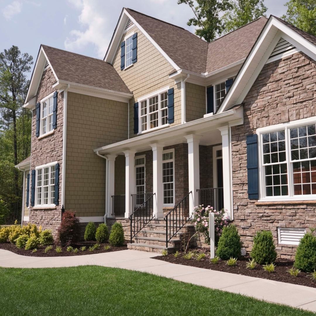 House in suburbs with lawn